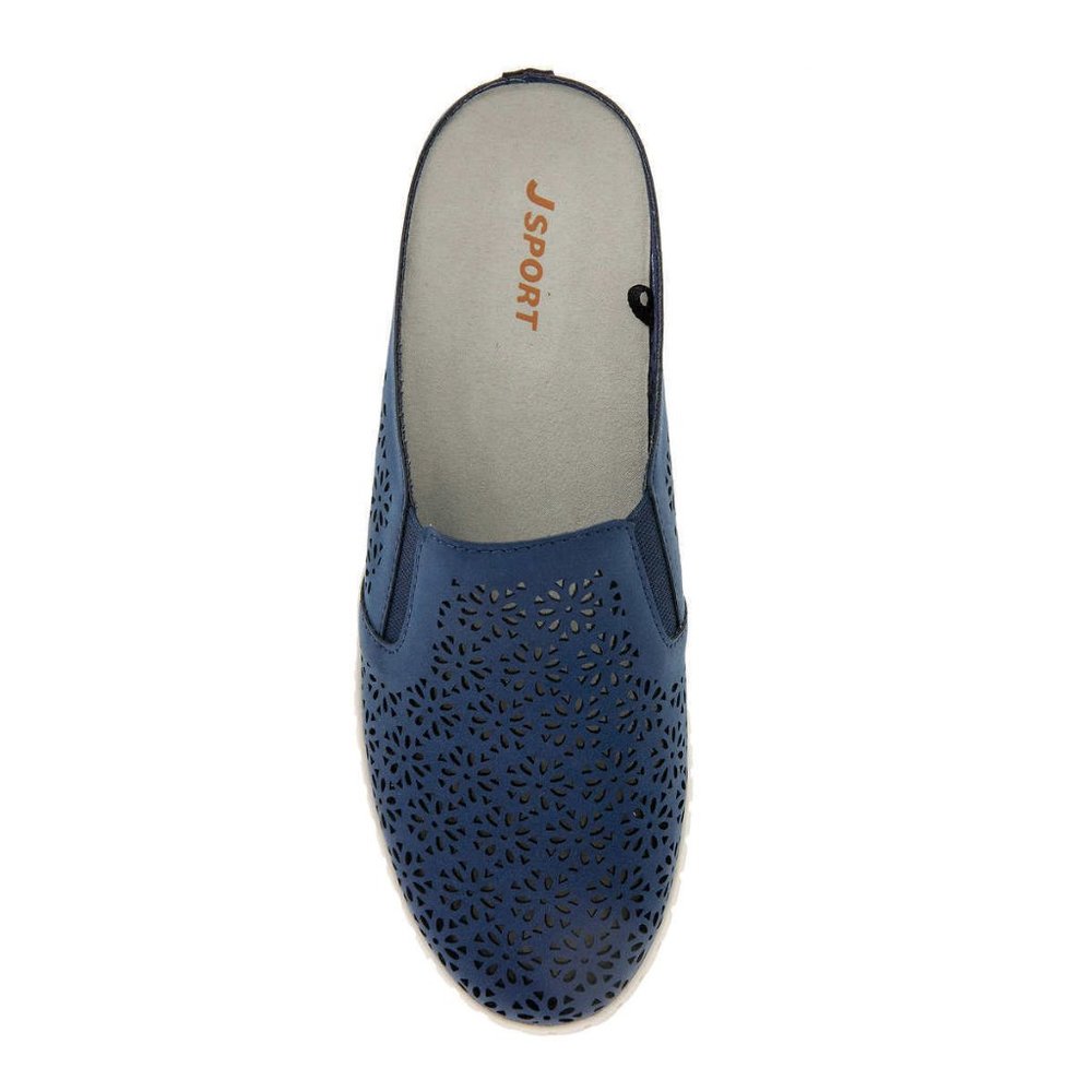 Jsport Ladies' Floral Cutout Lightweight Comfy Slip-On Mule - Navy - Picture 4 of 8